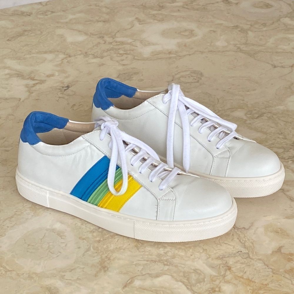 Ron White Leather Rainbow Zipper Luxury Sneakers